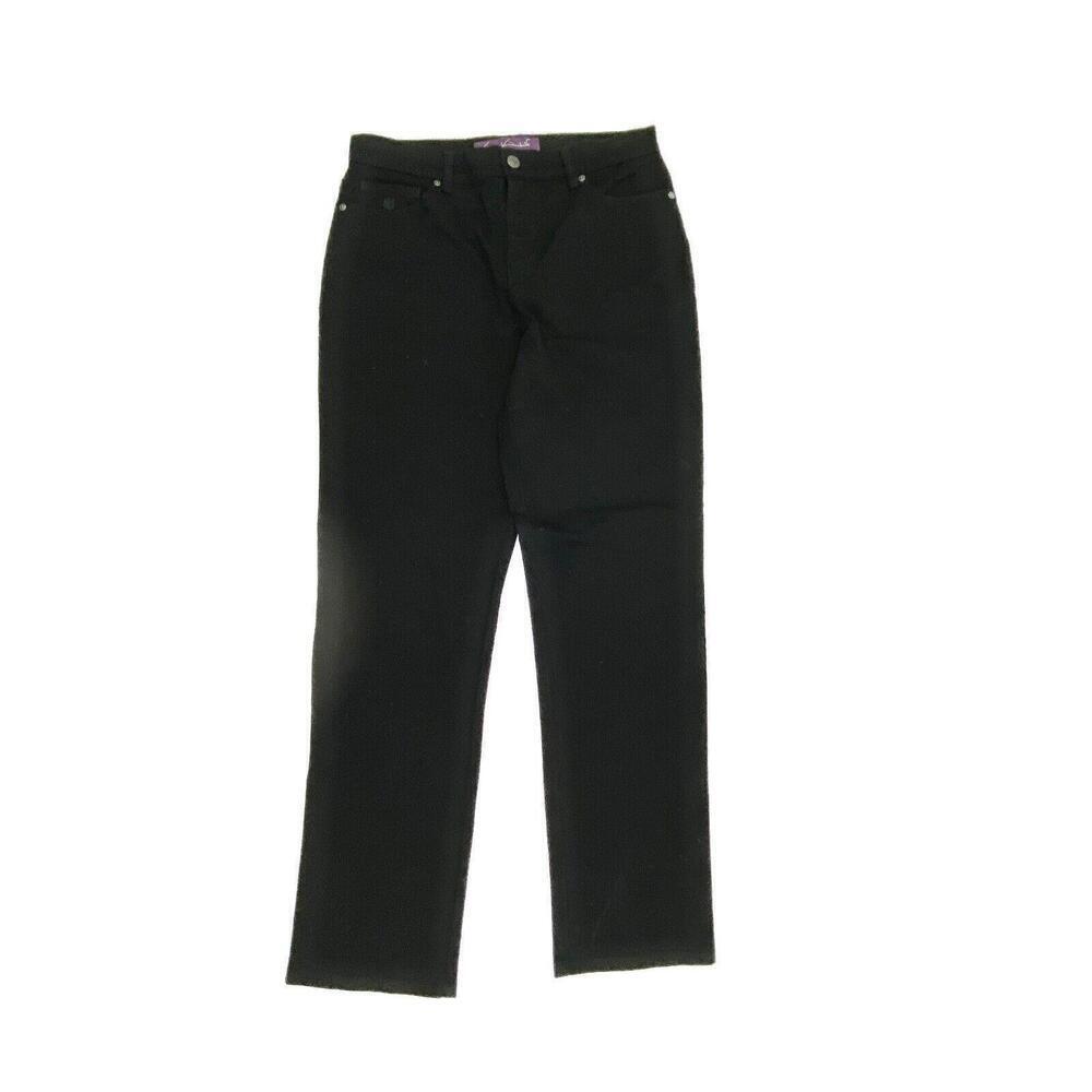 Gloria Vanderbilt Amanda Jeans Womens 8 Black Straight Leg High Rise Denim